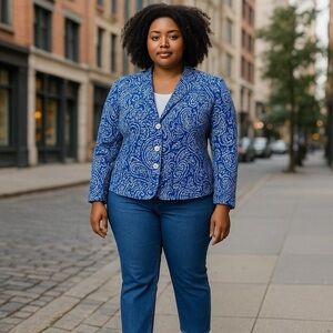 TALBOTS Navy Blue and White Blazer Like New